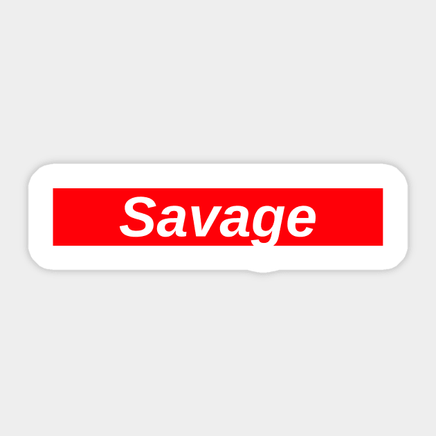 Savage // Red Box Logo Sticker by FlexxxApparel